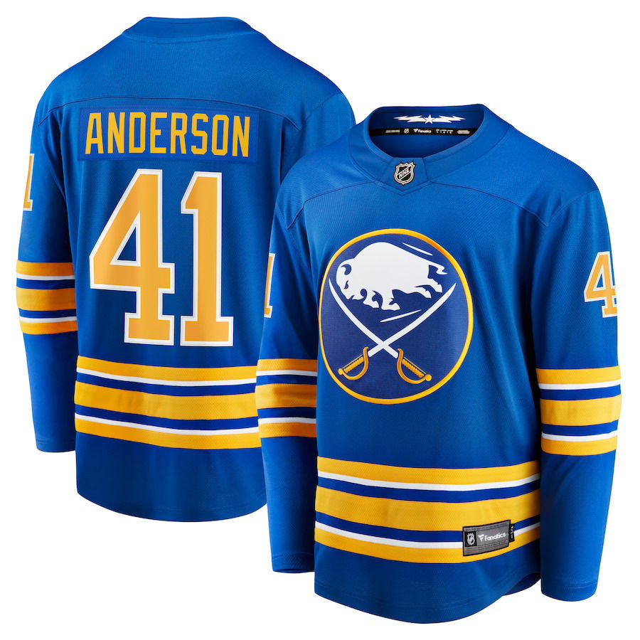 Men Buffalo Sabres #41 Craig Anderson Fanatics Branded Royal Home Breakaway Player NHL Jersey